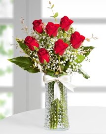 Cam vazoda 7 adet kırmızı gül  Bingöl Gölüm Çiçek çiçek , çiçekçi , çiçekçilik 