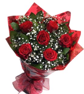 6 adet kırmızı gülden buket  Bingöl Gölüm Çiçek yurtiçi ve yurtdışı çiçek siparişi 