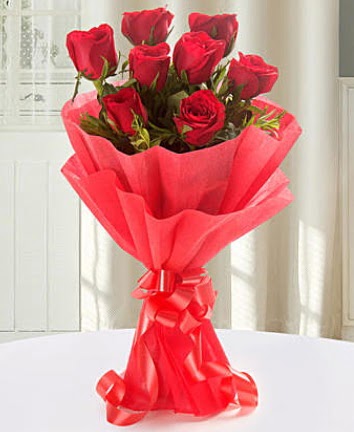 9 adet kırmızı gülden modern buket  Bingöl Gölüm Çiçek İnternetten çiçek siparişi 