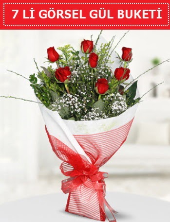 7 adet kırmızı gül buketi Aşk budur  Bingöl Gölüm Çiçek çiçek satışı 