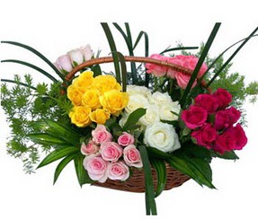  Bingöl Gölüm Çiçek ucuz çiçek gönder  35 adet rengarenk güllerden sepet tanzimi