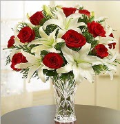 12 adet kırmızı gül 2 dal kazablanka vazosu  Bingöl Gölüm Çiçek çiçek satışı 