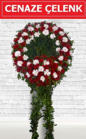 Kırmızı Beyaz Çelenk Cenaze çiçeği  Bingöl Gölüm Çiçek İnternetten çiçek siparişi 